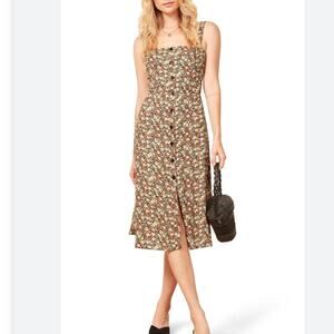 Reformation Persimmon Floral Midi Dress XS | US 2
